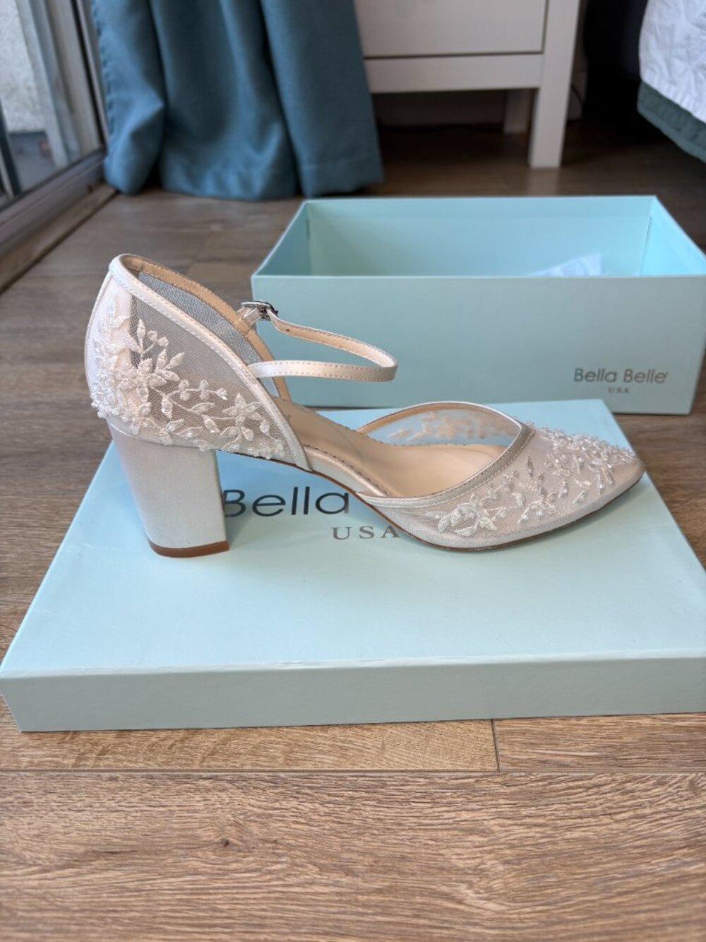Bella Belle "Carla" - Floral Beaded Lace D’Orsay Block Heels (Size 9) - Picture 10 of 12